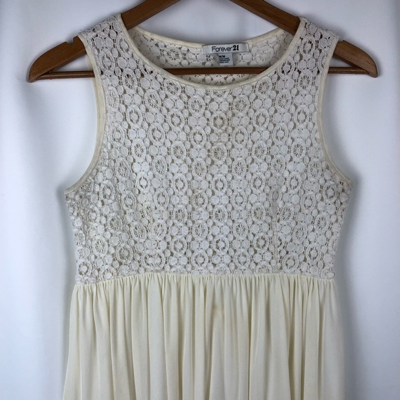 Forever 21 Cream Crochet Chest Mini Dress - Size Medium - Picture 7 of 14